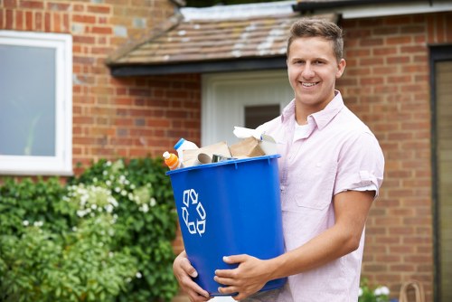 Different types of business waste being sorted for removal